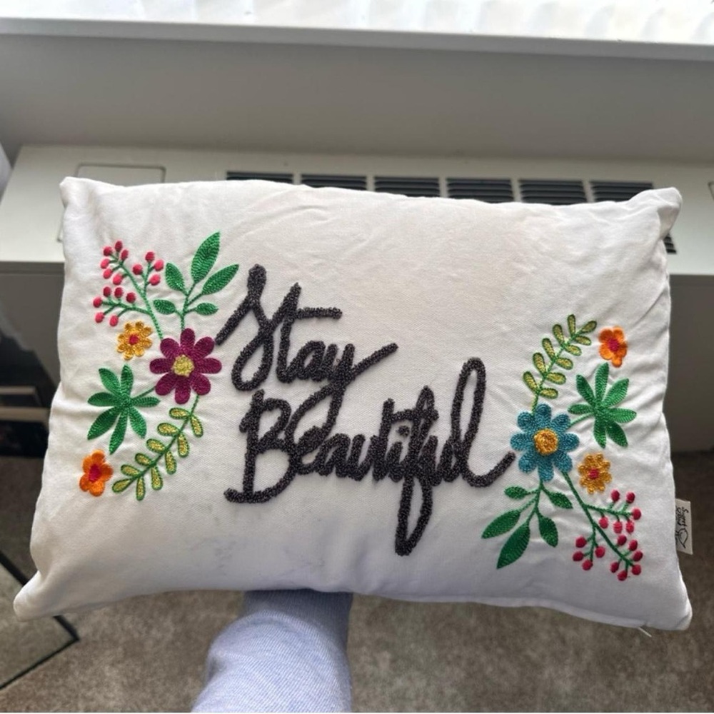 Nordstrom at Home Floral Embroidered Accent Pillow - White and Multicolor